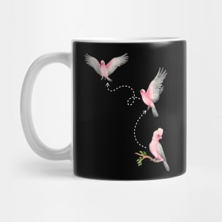 Funny cute Galah Cockatoo take off and flying cockatoo owner Mug